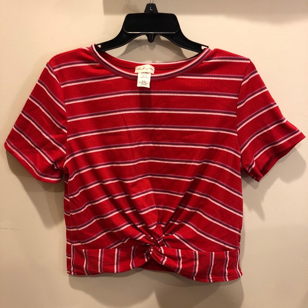 Striped Crop Top with Front Twist